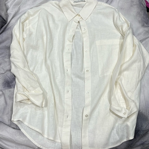 Abercrombie and Fitch linen button down shirt size large - Picture 1 of 4
